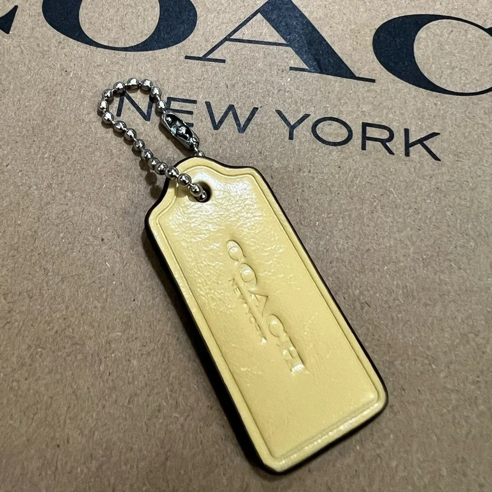 Coach Yellow Leather Tag Key & Card Holder with Ball-Chain
